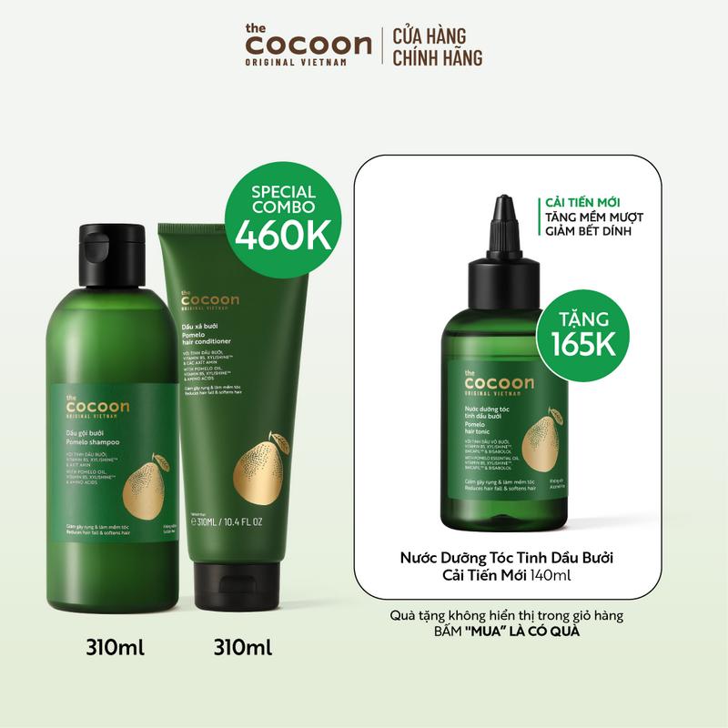SPECIAL COMBO dầu gội + dầu xả bưởi Cocoon 310ml tặng 1 nước dưỡng tóc tinh dầu bưởi Cocoon 140ml