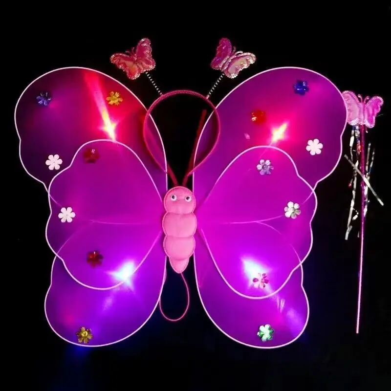 Đồ Chơi Cánh Bướm Phát Sáng Thiên Thần, Dành Cho Trẻ Em, Đồ Trang Trí Lưng, Đũa Phép Ma Thuật Cho Bé Gái, Váy Màu Hồng Công Chúa Cổ Tích 8