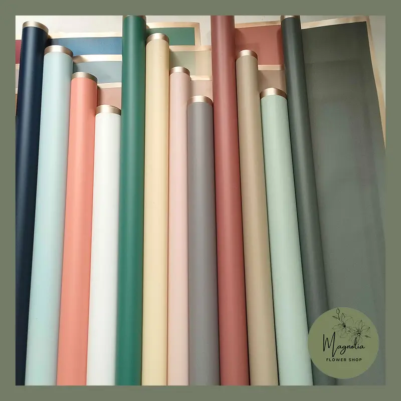 Flower Wrapping Gold Line Kertas Buket Dekorasi Hias Bunga Kado Wisuda Pernikahan Dekorasi Foto 2