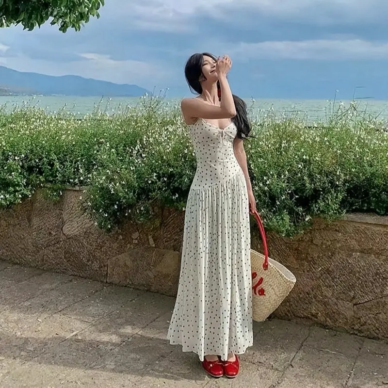 Đầm thiết kế midi dây bản to khoe lưng dáng dài đầm đi biển chất lưới dẻo thoáng mát