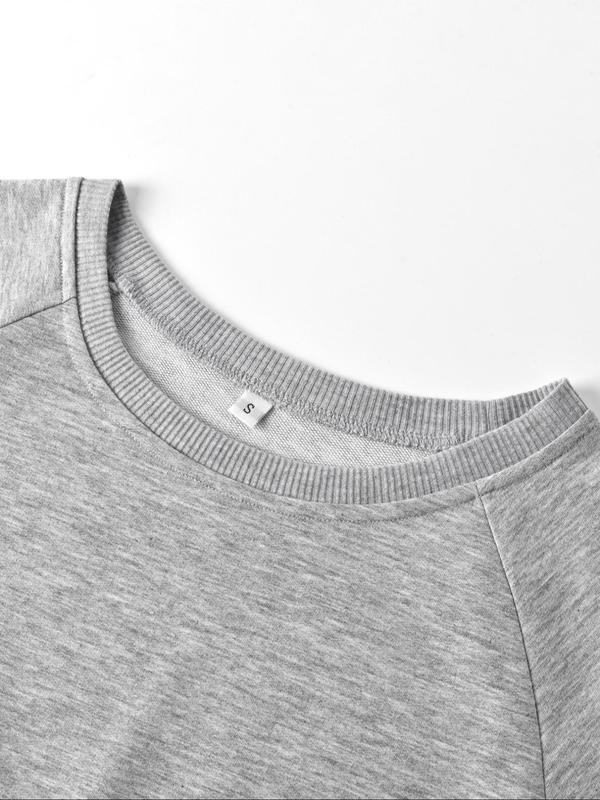 Women's Plain Pocket Raglan Sleeve Dress, Casual Long Sleeve Round Neck Dress for Fall & Winter, Women's Clothing for Daily Wear 2