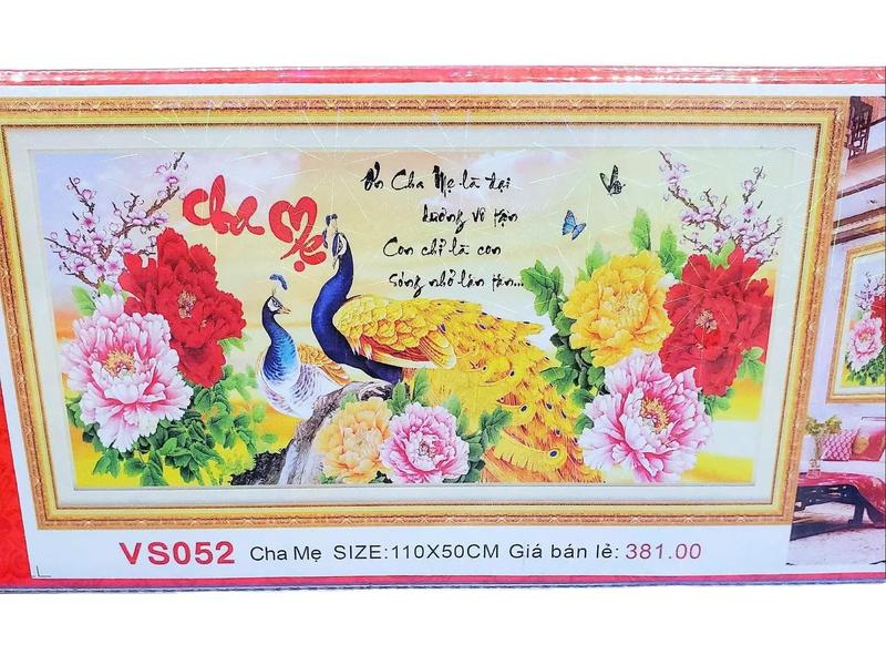 tranh đính đá , tranh thêu chữ thập  cha mẹ. tranh  về tự đính Handmade Diy Làm Đồ Handmade