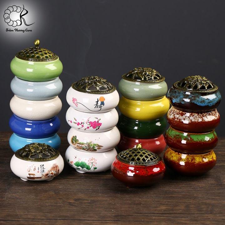 Lư xông trầm hương gốm sứ trang trí phòng khách - Decor Phòng, Decor