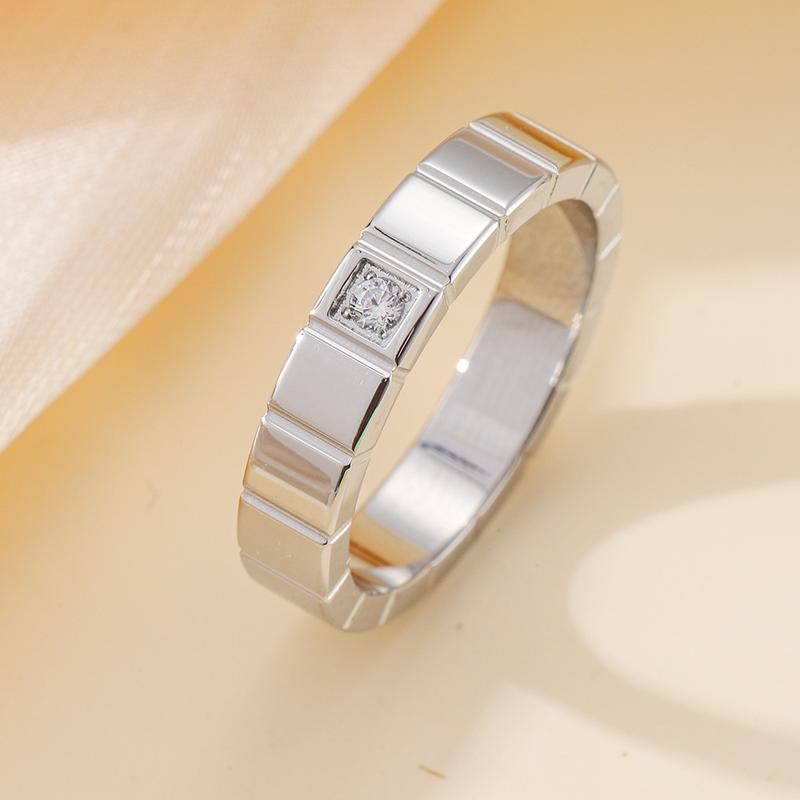 Product Introduction of Popular Fashion Couple Couple Rings Ice Cube Diamond-Studded Ring Titanium Steel No Fading Special-Interest Design Simple Men's and Women's Ring Gift 4