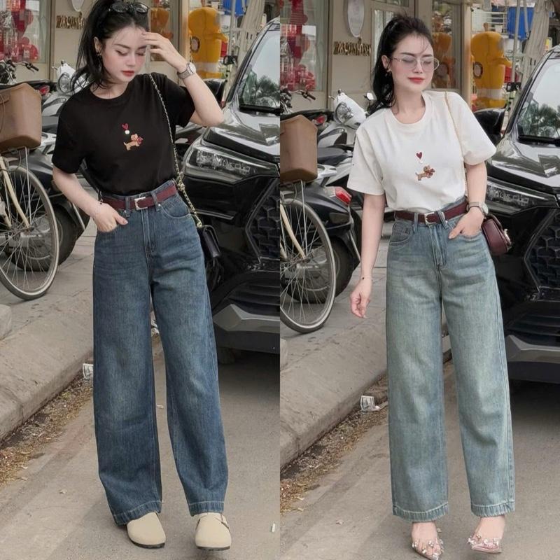 [NEW[ Quần jean suông đẹp túi vuông thêu chỉ đỏ dài 97cm  #7978-7979 [AN TÂY STORE68] 3