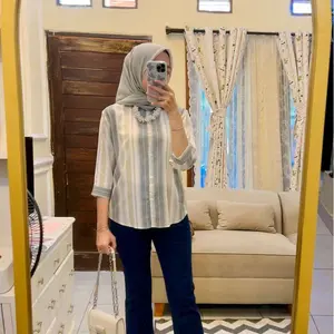 KEMEJA SALUR WANITA BAHAN RAYON LENGAN 3/4 OVERSIZE / DAILY TOP SALUR / ATASAN WANITA JUMBO Baju Panjang