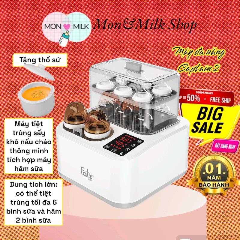 [kèm thố sứ ] Máy hâm, tiệt trùng sấy khô, nấu cháo, Captain 2 Fatzbaby