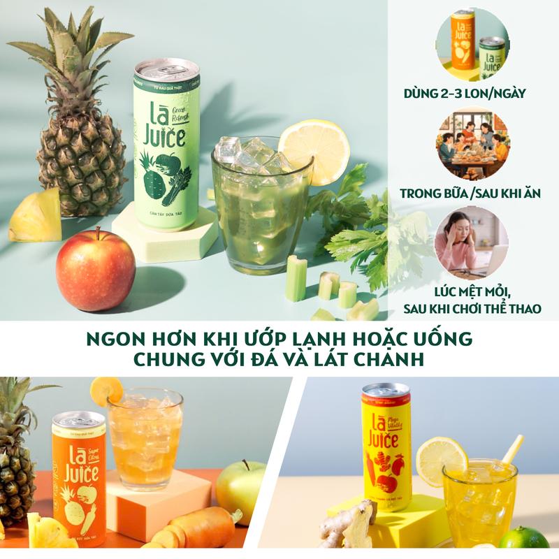 [TẶNG SET 3 LON] Thùng 6 lon Nước Ép Rau Quả Thật Là Juice Mix vị hỗ trợ detox (9 lon) 2