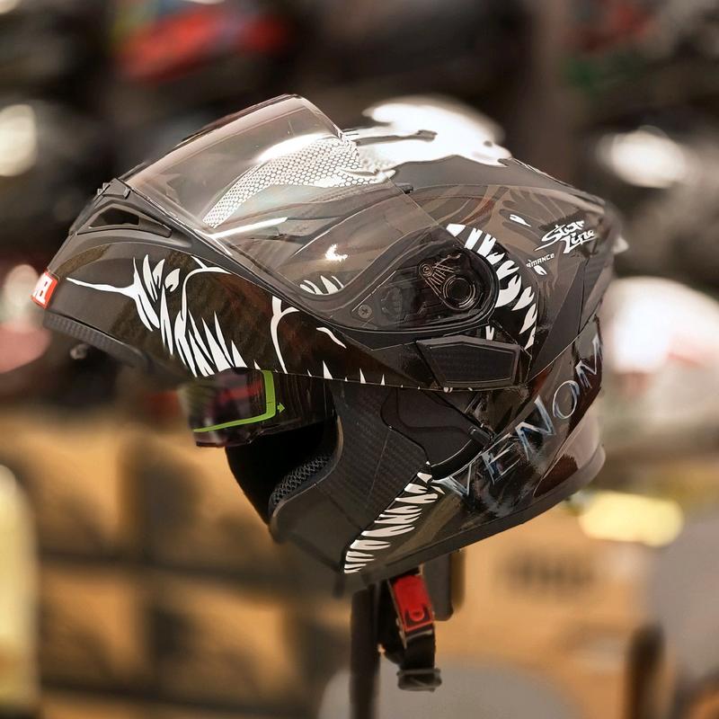 Mũ bảo hiểm Full face 2 Kính Lật hàm SunDy Dán Tem VeNom Helmet mũbảohiểm haimặt mũ  bảo có cằm nam mũ venom v2