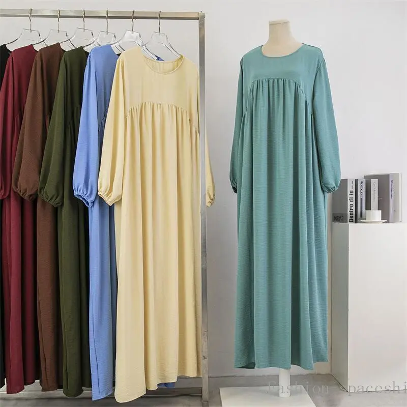 Gaya Muslim, Saiz Besar, Lengan Panjang, Warna Pepe Sesuai untuk Musim Bunga dan Musim Luruh, Gaun Panjang Melepasi Lutut kurung moi petit baju nadera  kurung arissa miora  baju kurung lace teh  firdaus  baju  kurung kurung flowy jubah anggun