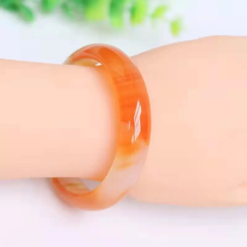 Floral Color Jade Bracelet Bangle Jadeite Color Ice Type Red and White Agate Chalcedony Bracelet for Women Jade Wide Jade Bangle