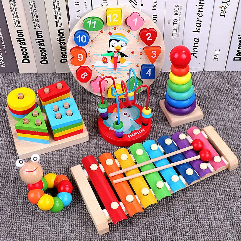 Mainan Puzzle Kayu Anak Montessori Mainan Kayu Musik Anak Mainan Alur Kawat Kecil 1