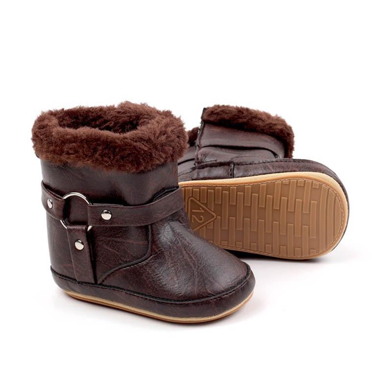 Product Introduction of Baby Winter Boots Soft Anti-Slip Sole Booties Warm Leather Crib Shoe Infant First Walkers 27