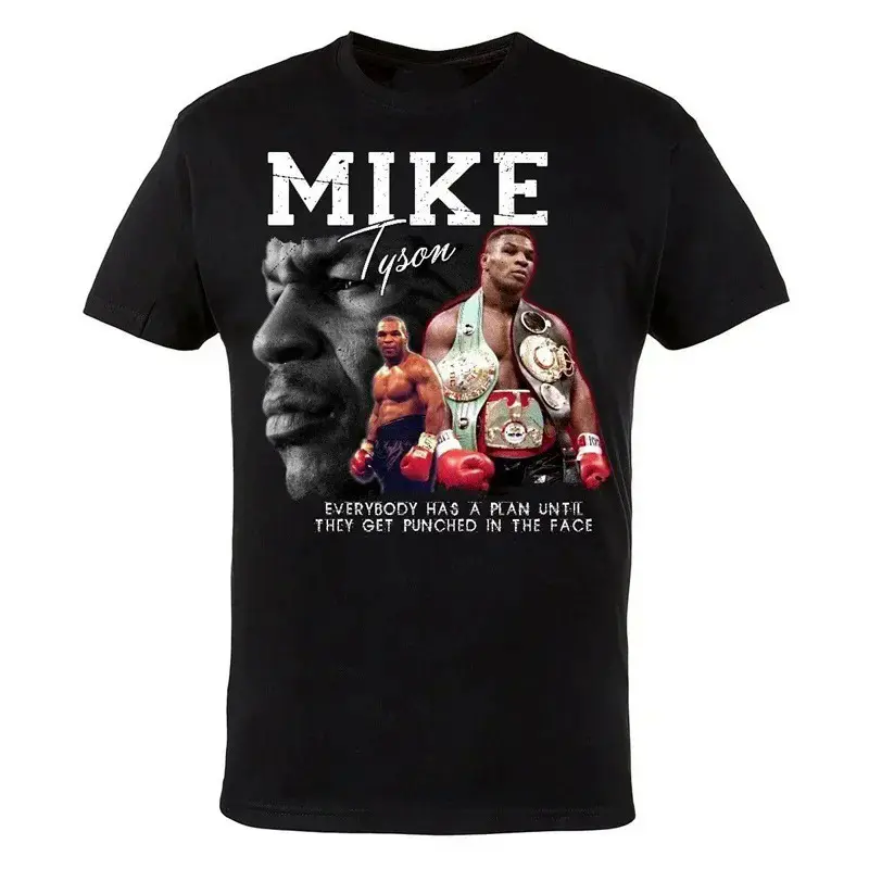 Áo Thun Nam, Dec Mike Tyson Phòng Tập Gym Đấm Bốc, Phong Cách Thường Ngày Làm Bằng Bông, Cổ Tròn, ngắn Tay, Quần Đùi, Phong Cách Đường Phố, Ngoại Cỡ, Quần Áo Nam Menswear
