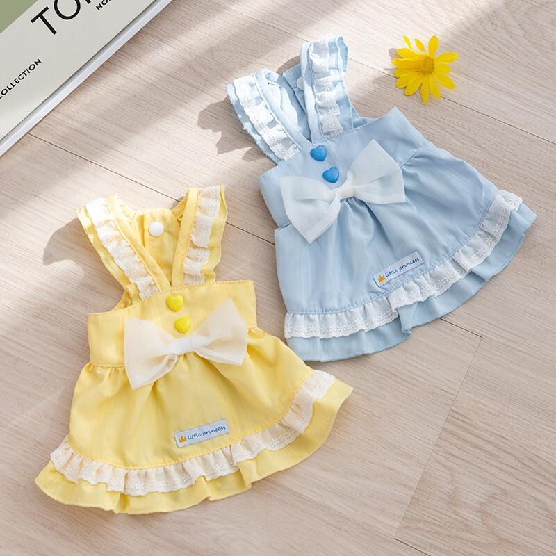Summer Cute Bow Lace Strap Slim Dress Teddy Pet Dog Cat Clothes 0
