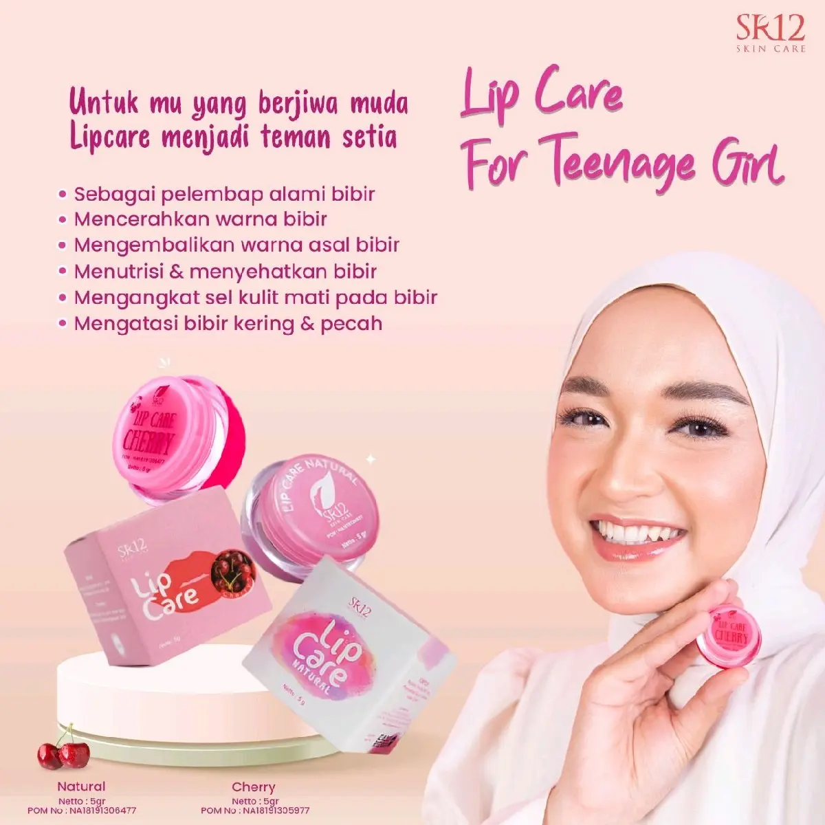 SR12 LIPCARE Pelembap Bibir Pria wanita bibir Gelap Bibir Pecah-pecah