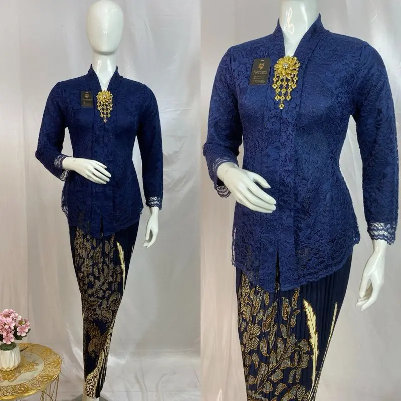 Set Kebaya Jumbo XXXL Ld 120cm Atasan Kebaya Brokat Floy Kartini Lengan Panjang Mix Rok Batik 6