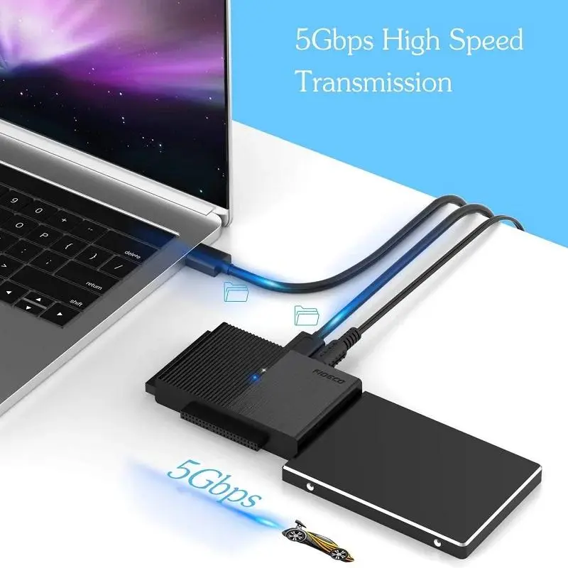 FIDECO SATA IDE Hard Drive Adapter Converter, External Hard Drive Data Transfer Adapter with Power Adapter for Laptop Desktop 7