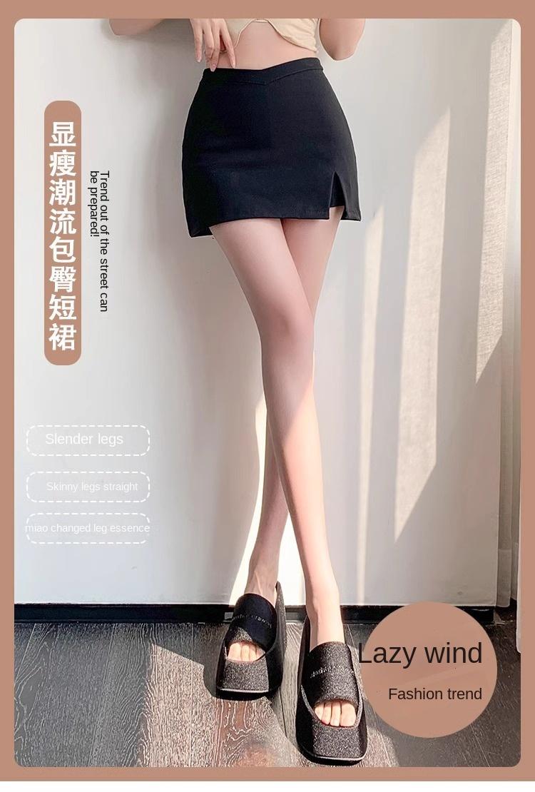 Product Introduction of Black midi skirt for women, spring new style, sexy and sexy girl, high waist, tight fitting, hip hugging skirt, pure desire style, A-line ultra short skirt 1