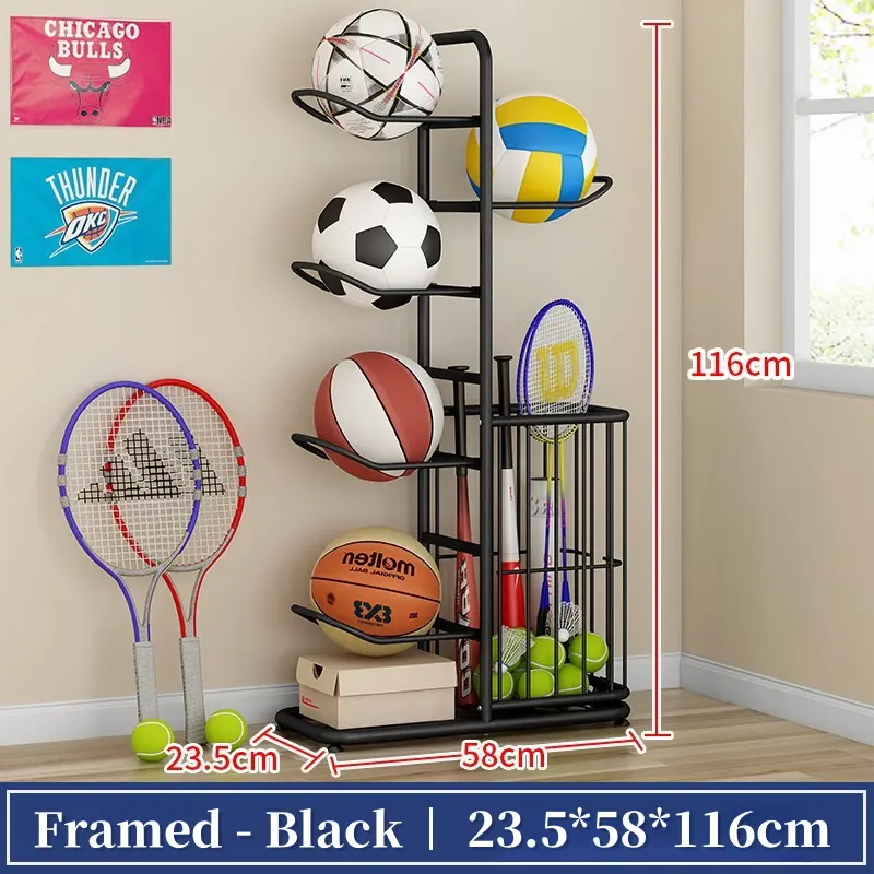 XiaoZhou-Metal Ball Storage Holder Freestanding Basketball Storage Rack for Soccer