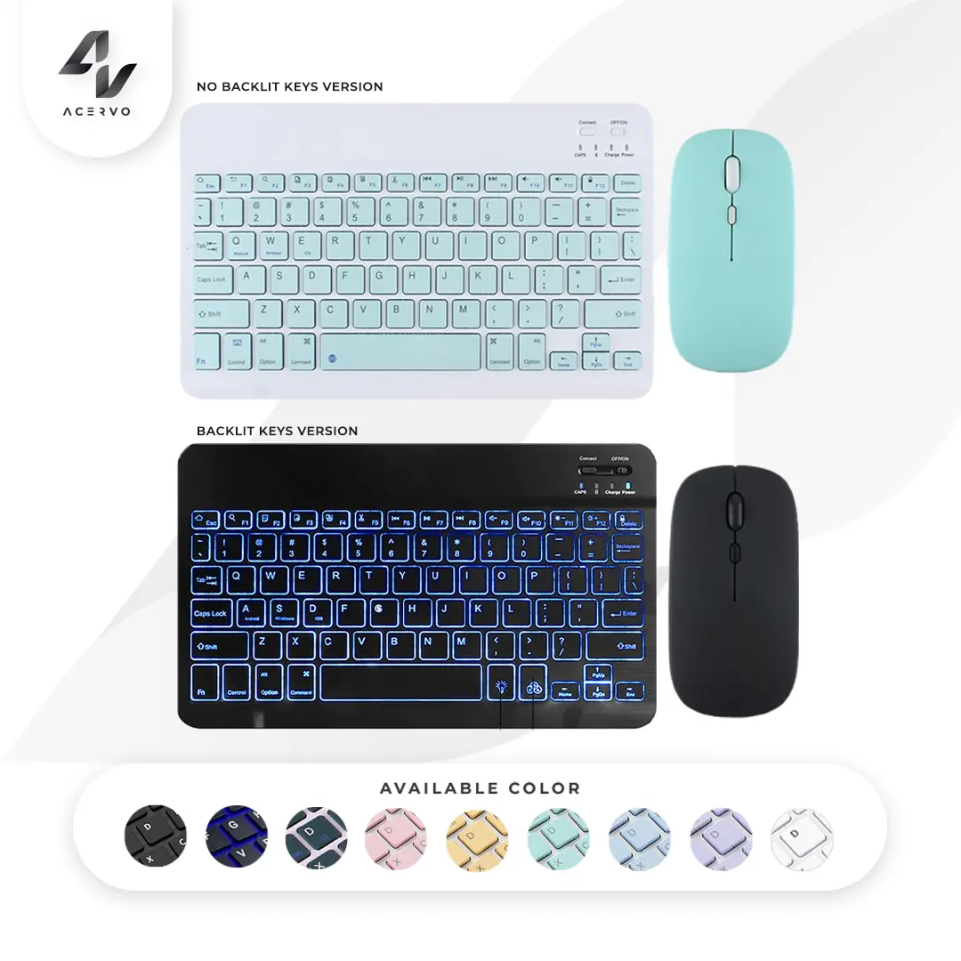 Wireless Keyboard and Mouse Set Bluetooth 10 Inch Backlit Slim Thin Portable