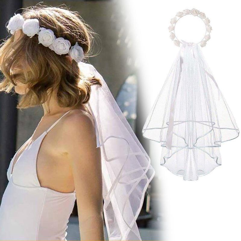 Product Introduction of Romance Flower Headdress Wedding Headband with Veil Trend Bride Party Headdress 39