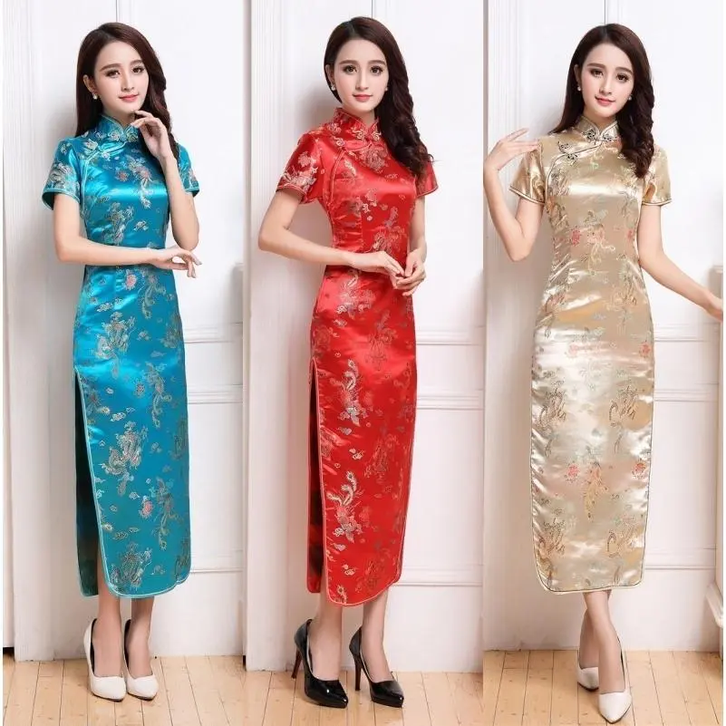 Váy Sườn Xám, Cải Tiến, Dài Trung Bình Phong Cách Trung Quốc, Dành Cho Phụ Nữ Và Trẻ Em Gái, Thích Hợp Cho Mùa Hè Năm 2025, Váy Sườn Xám Mùa Thu