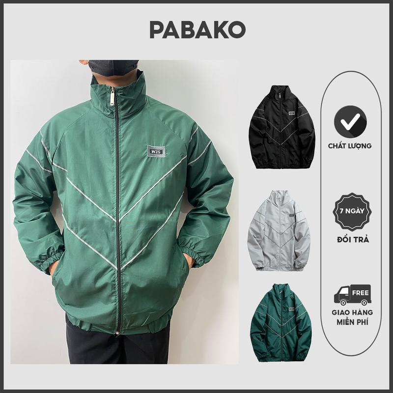 KGR01 Áo khoác dù unisex sọc dạ quang 3 màu và 2 size Menswear Nam Tay Dài Dài Tay Đen Dài Tay Jacket