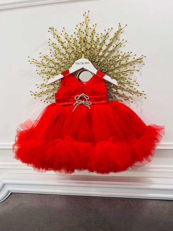 [R135]Đầm công chúa Bale 2 nơ đá siêu phồng phềnh cho bé gái kèm Cài váycôdâu lớp2 đầm côngchúa váy  xinh đồ  tết