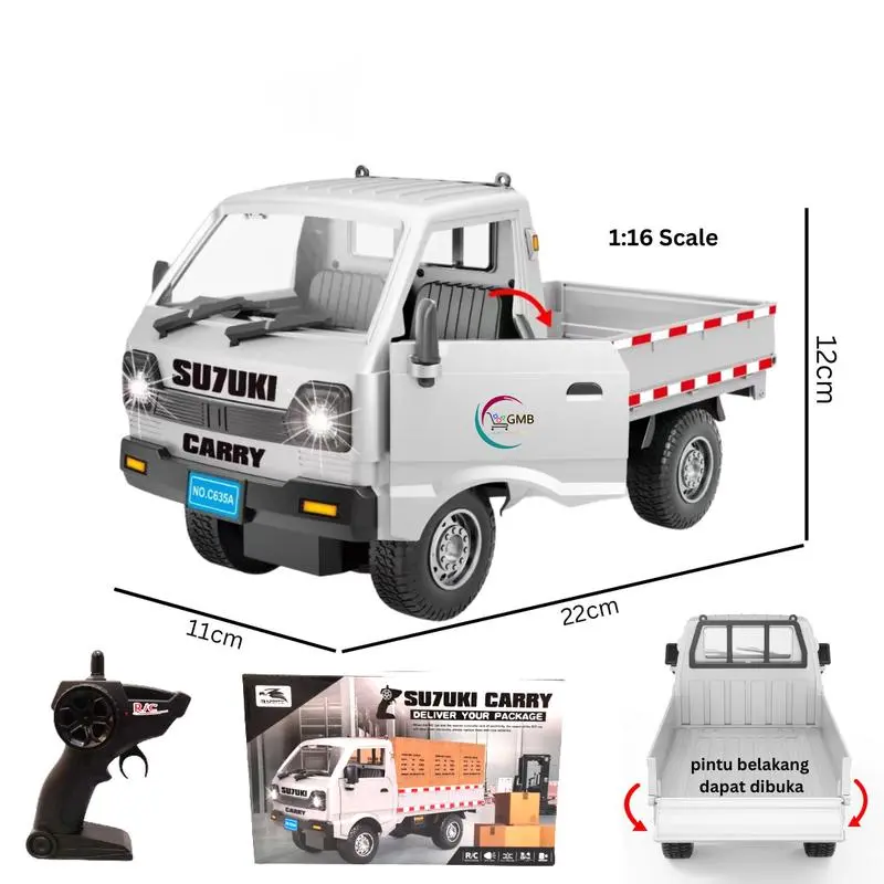 MAINAN ANAK REMOTE CONTROL MOBIL PICKUP 5A-513X MOBIL CARGO ANGKUT BARANG TERBUKA Ban Karet Free Baterai Mobil 0