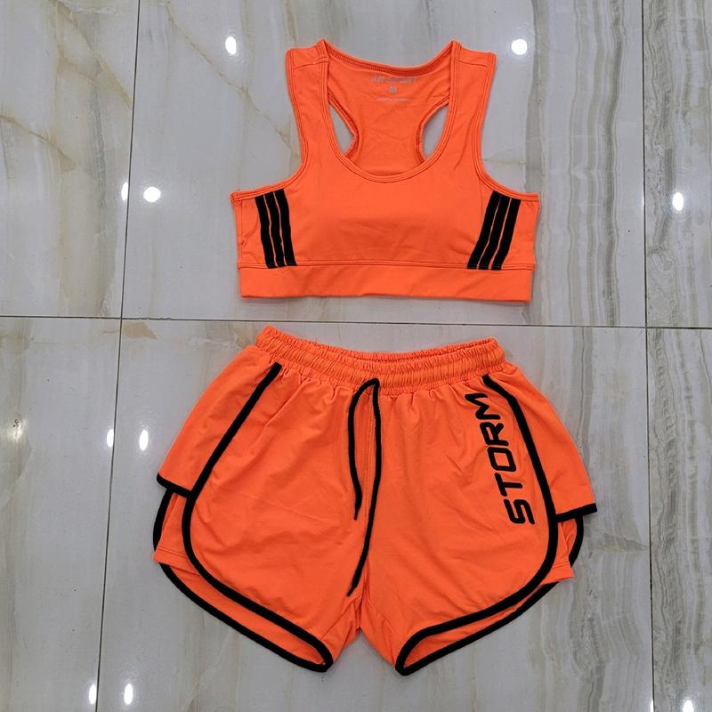 Bộ tập gym yoga aerobic chạy bộ nữ quần đùi hai lớp áo bra có sọc khoẻ khoắn năng động chất thun lạnh co giãn tốt dotap.ansport