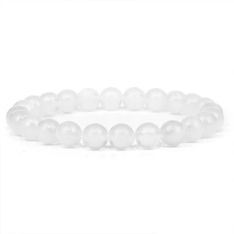Vòng Tay Tròn Đính Cườm Selenite, Mắt Mèo, Phụ Kiện Thời Trang, Quà Tặng 4