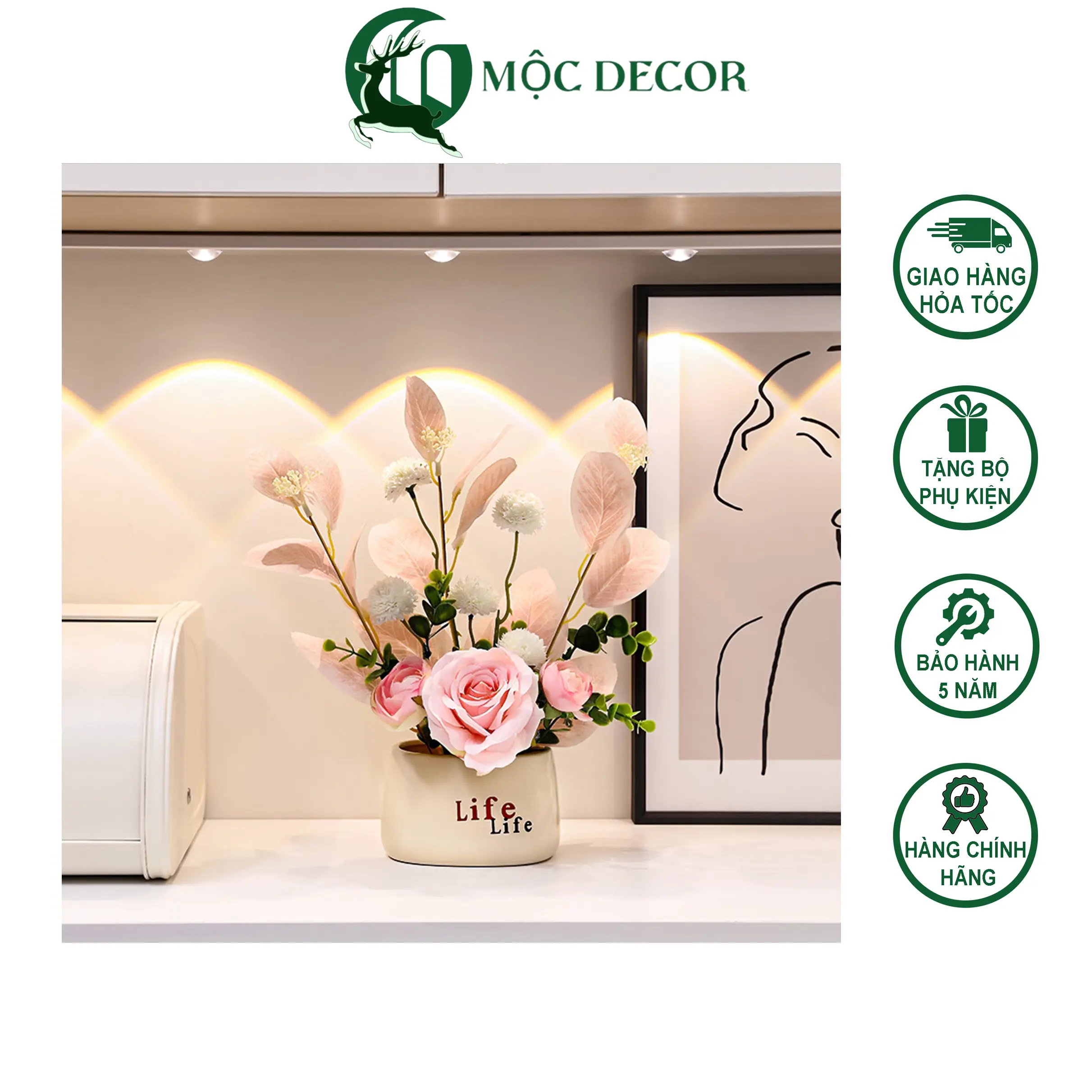 Decor Bình Hoa Tài Lộc May Mắn Trang Trí Không Gian Nội Thất Gia Đình Văn Phòng Cửa Hàng AC01
