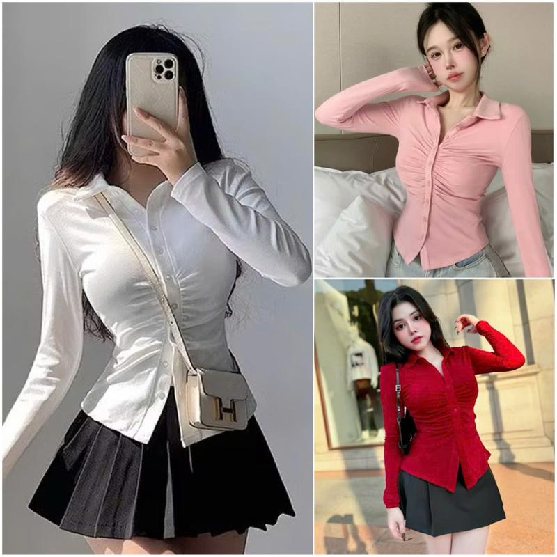 ÁO TAY DÀI NHÚN NGỰC - CỔ TRỤ Dễ Thương - Bigsize 40 -90kg - MS255