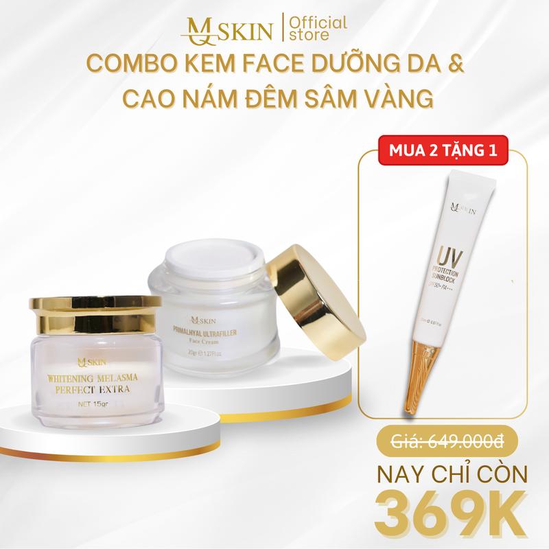 Combo Kem Face Ngày 20g+ Cao Nám Đêm MQ SKIN Sâm Vàng 15g (Tặng Kèm Chống Nắng Sâm Vàng)