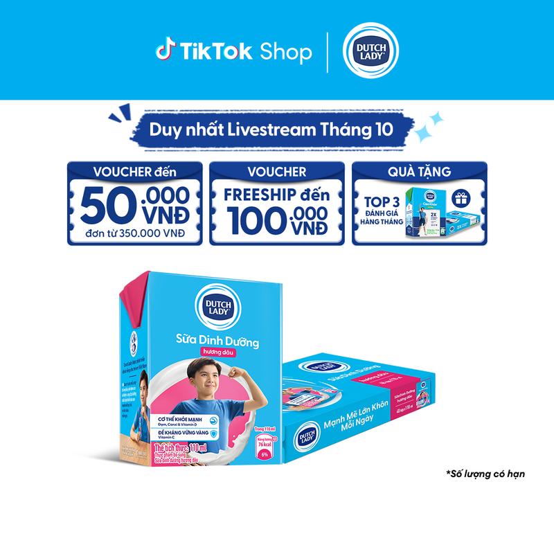 Thùng 48 Hộp Sữa Tươi Tiệt Trùng Dutch Lady Cô Gái Hà Lan Hương Dâu 110ml (48x110ml)