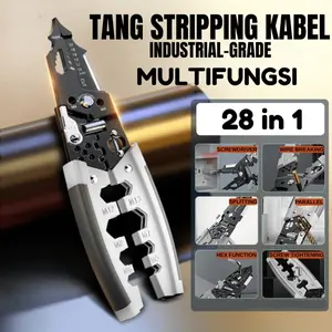 Tang pengupas kawat 28 in 1 multifungsi, alat pengupas kawat, tukang listrik, pemutus kawat, pengepres kawat, gunting pengupas kawat