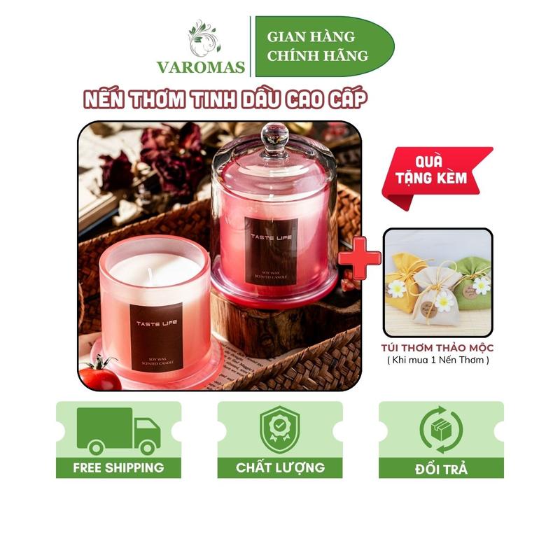 [ TẶNG TÚI THƠM ] Nến Thơm Tinh Dầu Hộp Thuỷ Tinh Cao Cấp By Me VAROMAS Làm Thơm Phòng Làm Decor Mùi Hương Thiên Nhiên Không Khói NEN05