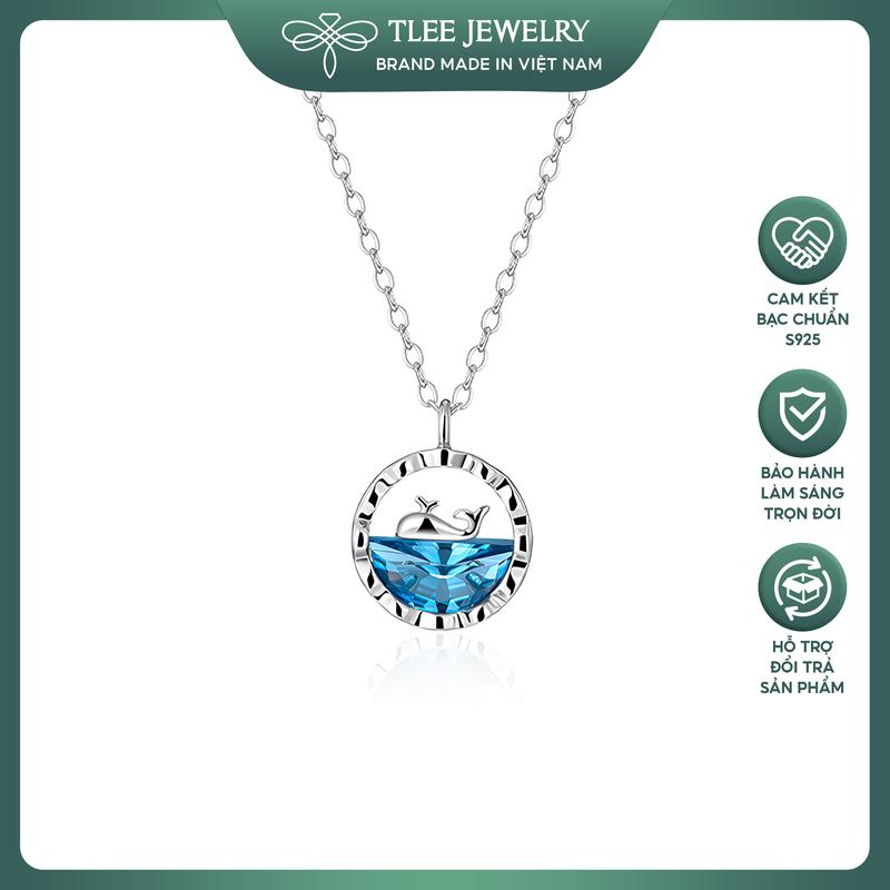 Dây chuyền bạc nữ TLEE, vòng cổ cá voi biển xanh lấp lánh TLEE JEWELRY D0283