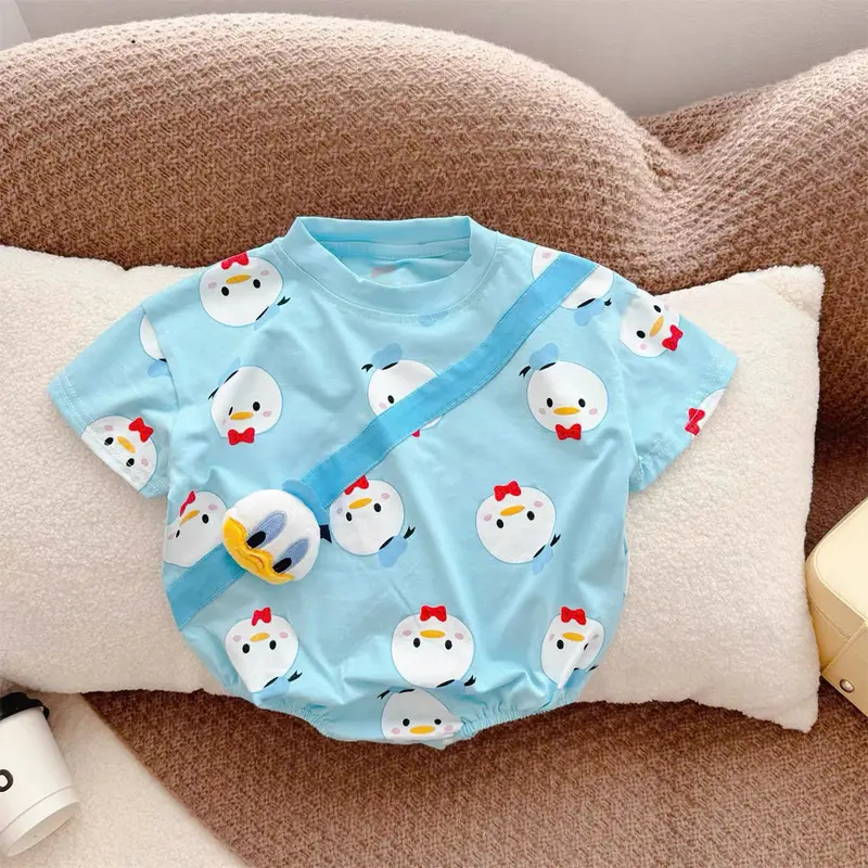 Bộ body ngắn tay bodysuit áo liền quần bộ đồ liền thân Babyshop88vn cho bé trai bé gái M16.2.25-7 Jumpsuit xanh vàng tím 1