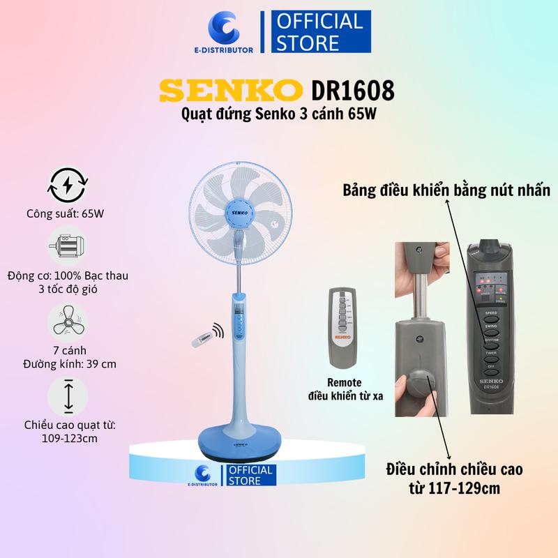 Quạt Đứng điều khiển từ xa Senko DR1608 - Màu ngẫu nhiên - Hàng Chính Hãng Fan QuạT quạt  đứng quatdien