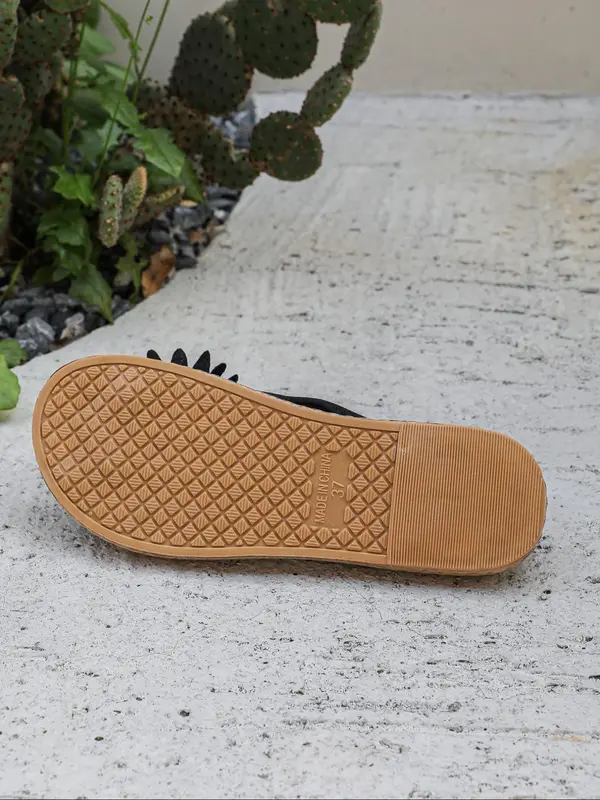 Women's Flower Decorated Flip Flops Slippers, Casual Comfortable Flat Sandals for Beach, Fashionable Barefoot Shoes for Indoor & Outdoor Wear 1