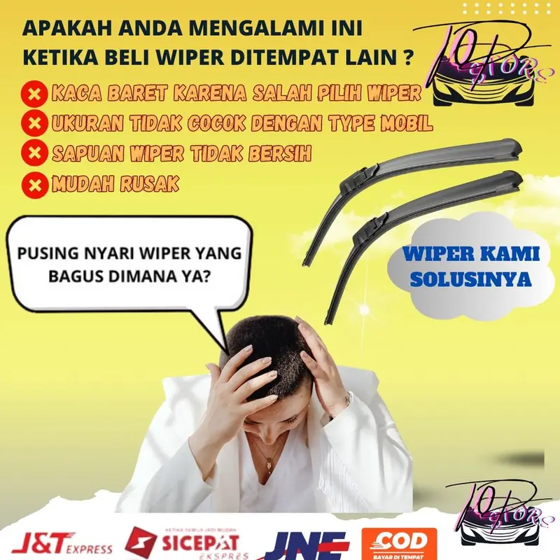 Wiper Double Karet Frameless Suzuki APV Sepasang 2 PCS Kiri dan Kanan Tanpa Rangka Besi Sapuan Kaca Wiper Double Karet Depan Blade Model Banana Karet Kendaraan Motorcycle 1
