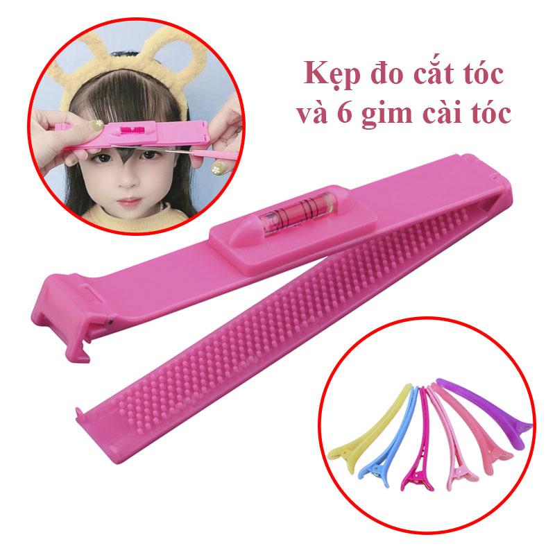 Dụng Cụ Thước Đo Cắt Tóc Mái Dễ Thương Kẹp hỗ trợ cắt tóc mái tiện lợi + 6 kẹp nhỏ