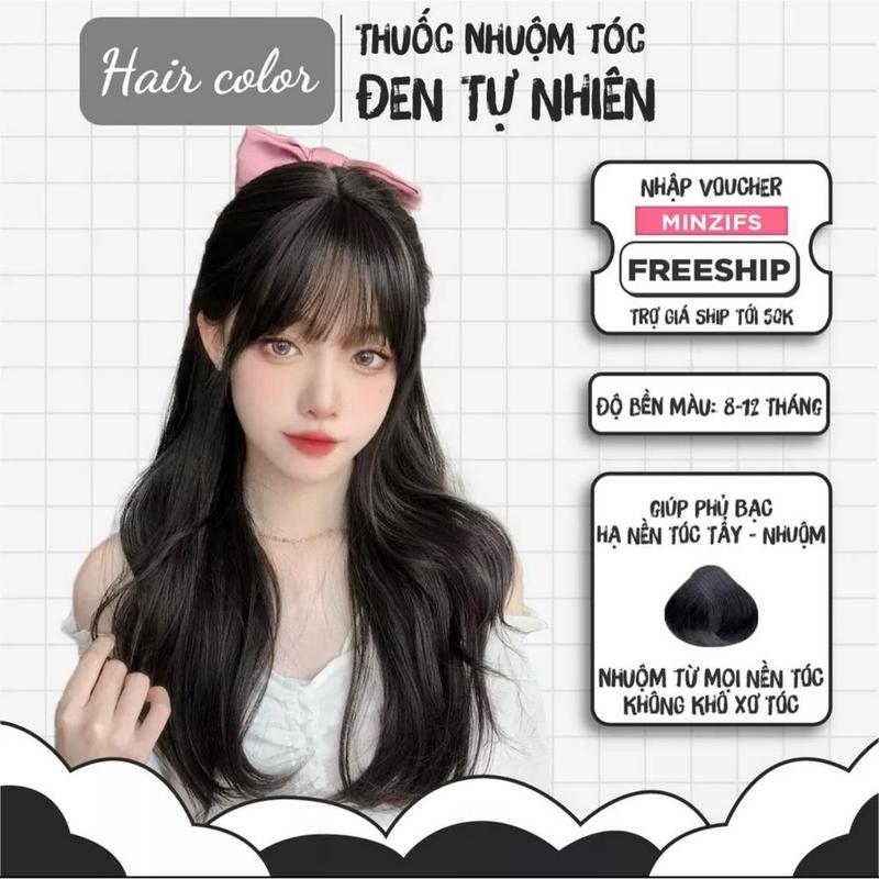 Thuốc nhuộm tóc thuốc nhuộm tóc MÀU Đen Tự Nhiên không cần tẩy tại nhà TẶNG KÈM OXY VÀ GĂNG TAY