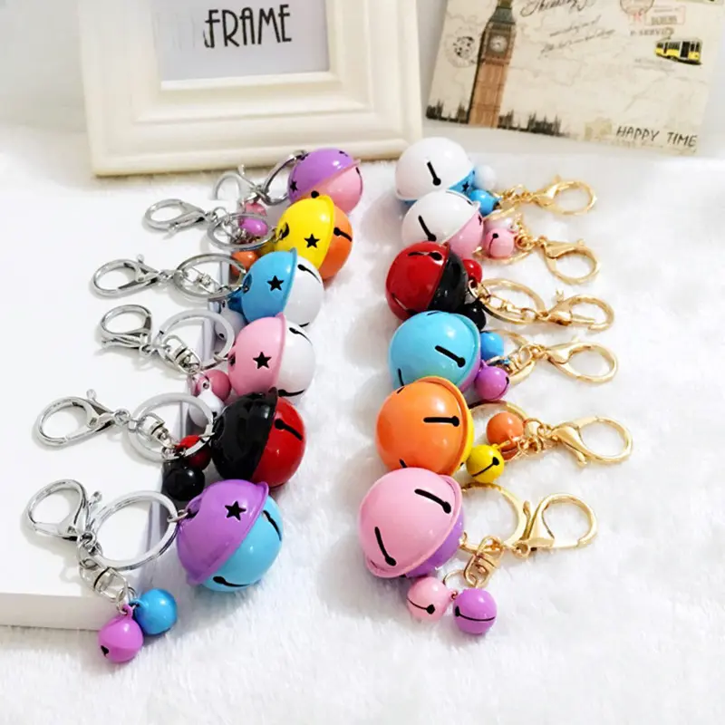 Korean version creative metal candy colored bell keychain for women's DIY phone case accessories, couple bags, pendants