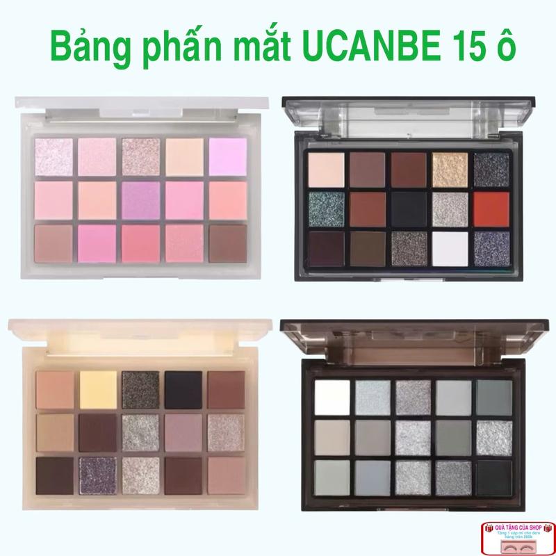 Bảng phấn mắt 15 ô UCANBE tone màu đa dạng nhiều màu sắc phấn mịn nhũ vs lì lên màu chuẩn 10,8g ~ 12g