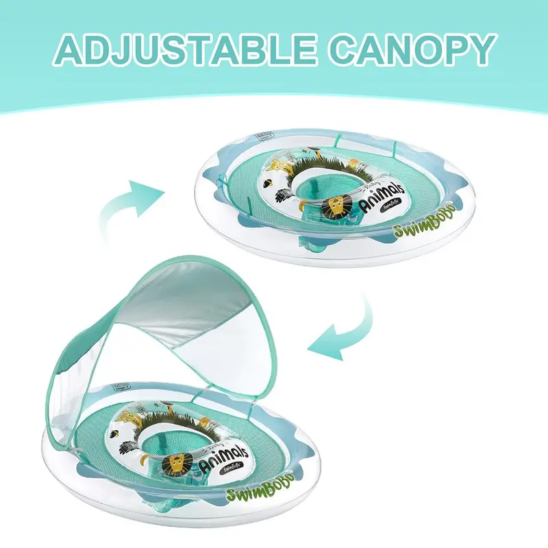 Inflatable Baby Swimming Ring With Sunshade, Swimming Ring For Toddlers, Water Sports Equipment For Indoor And Outdoor Swimming 8
