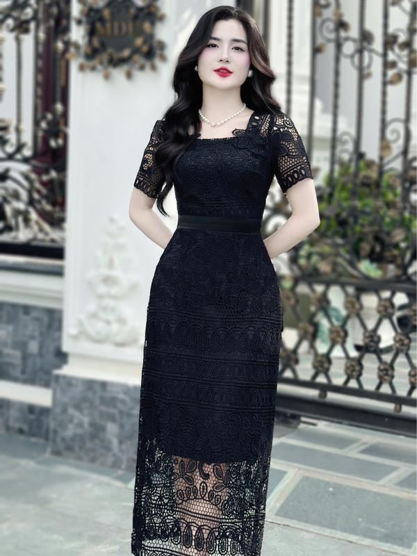 [MIỄN SHIP] MDU4411 Váy Ren Hàn 2 Lớp - Nét Đẹp Thời Thượng Trong Từng Chi Tiết Dành Cho Nữ  Đen Women Dress