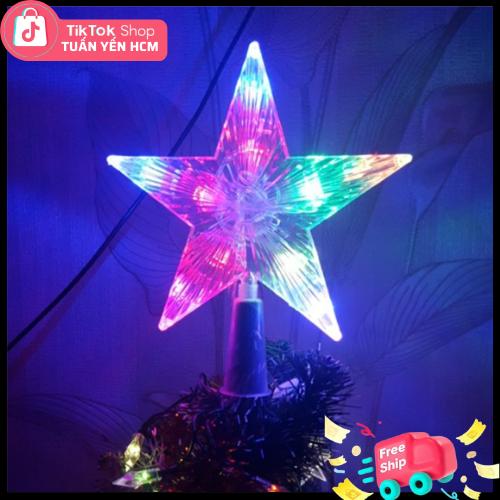 Đèn led ngôi sao gắn đỉnh trang trí cây thông ngày lễ Noel, nhiều màu ánh sáng, nhiều kiểu chớp nháy